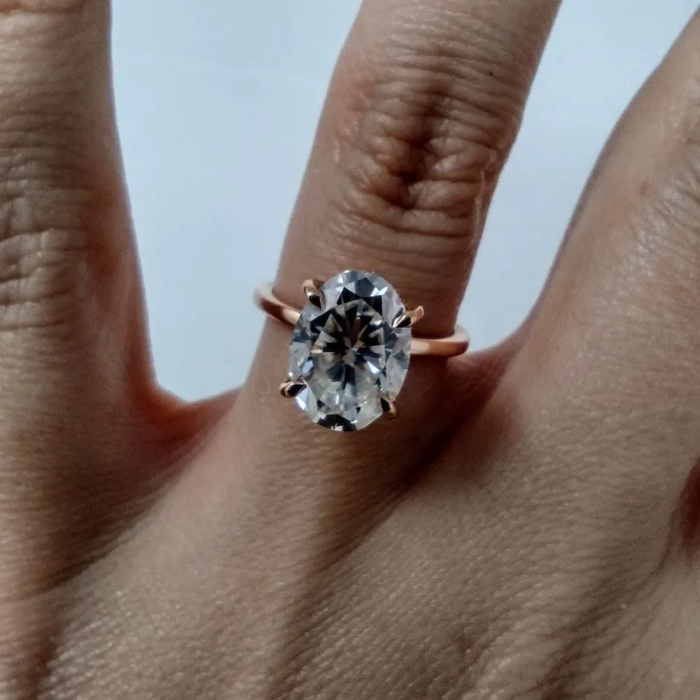 3 Ct Oval Moissanite 10k Rose Gold Solitaire Engagement Ring for Women Size 5 - Picture 8 of 12